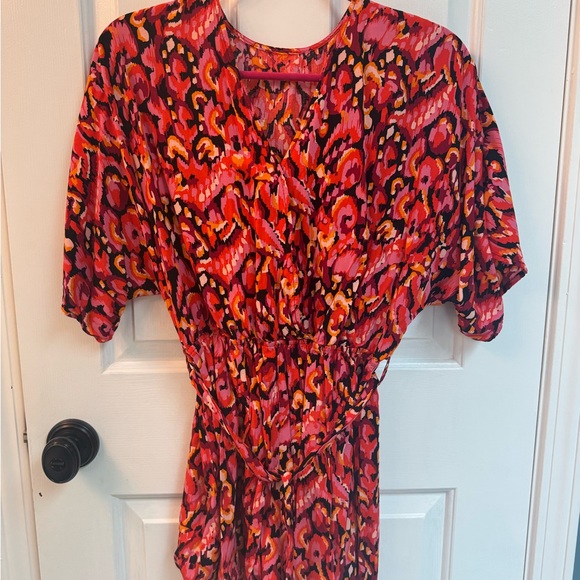 Cupshe Other - Cupshe Pink Red Orange Printed Swim Coverup romper with shorts